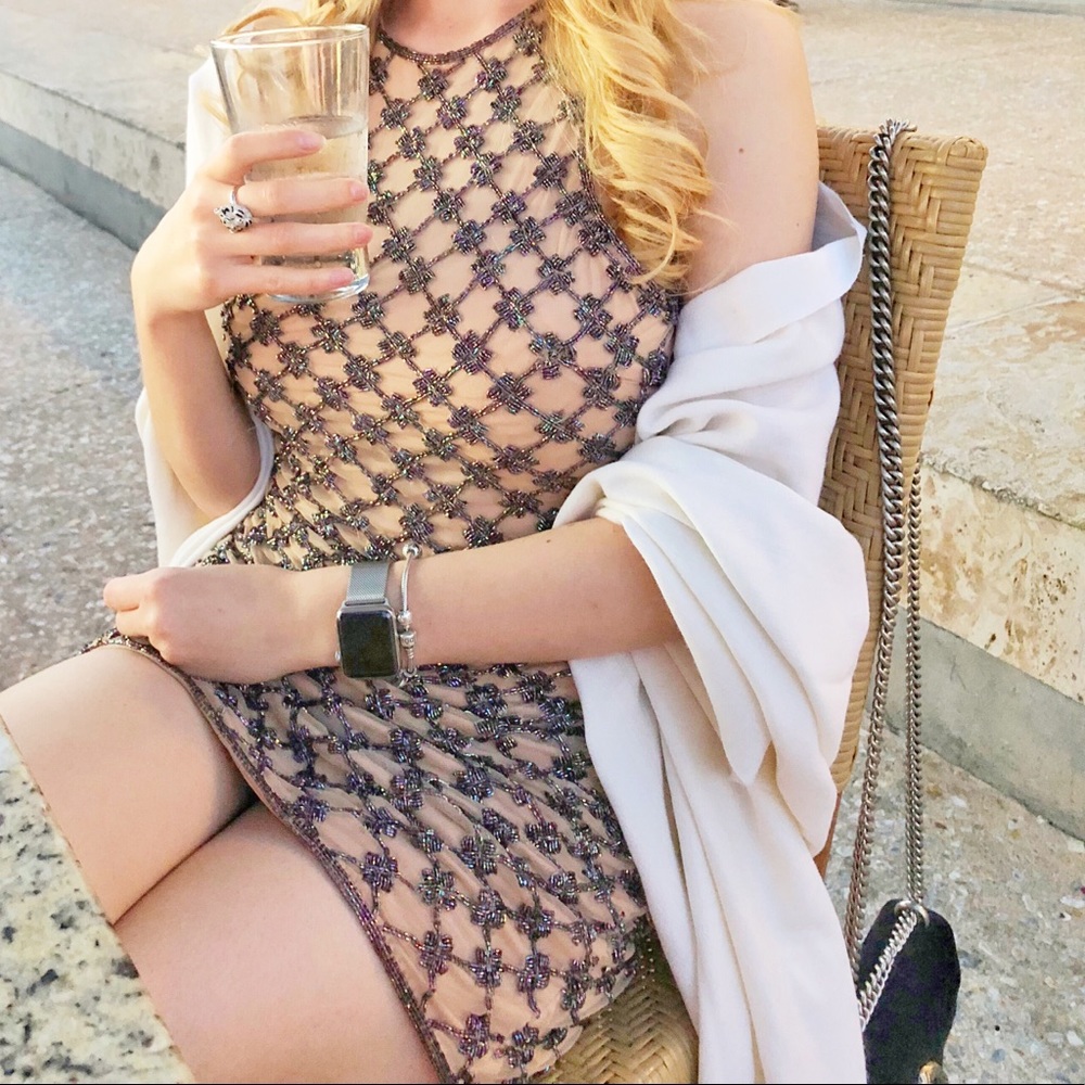 NBD Sexy Summer Bodycon beaded mini dress S MUST GO BEFORE SEPTEMBER